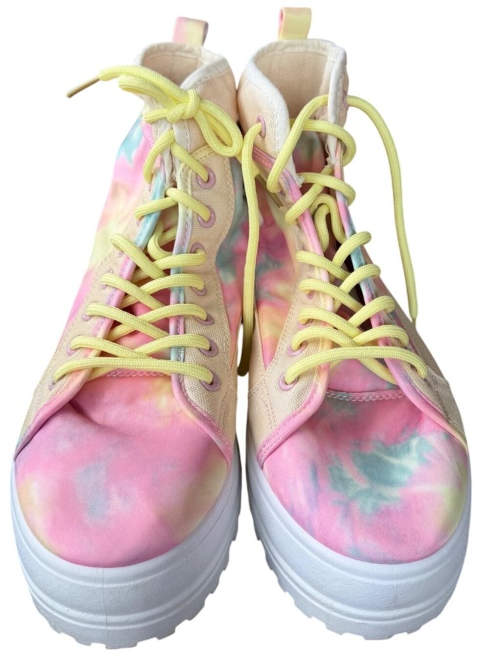 Yoki Tie-Dye High-Top Platform Pastel Colored Canvas Sneakers Women's Size 10